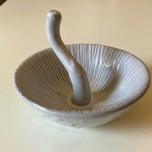 Anthro ceramic ring holder. Like new. Glazed grey. Great gift!
